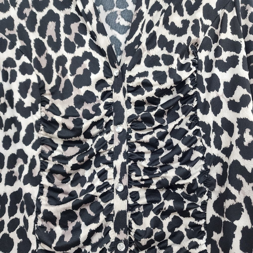 INC 3/4 Sleeve Animal Print Blouse Top XL - Picture 3 of 15